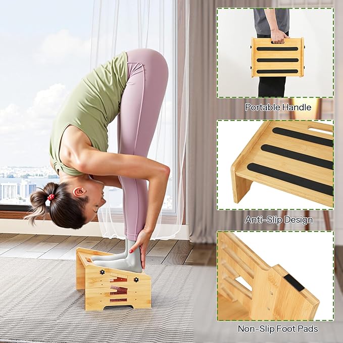 HOOBRO Bamboo Foot Rest, Adjustable Under Desk Footrest with 5 Height Options & Angles, Non-Slip Ergonomic Foot Rest for Under Desk at Work for Improved Posture, for Home & Office, Natural YL01FP01-DeskLoop Office