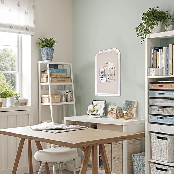 Bulletin Board with Linen, 23.6x17.7 inches Bulletin Board with White Wood - Image 5