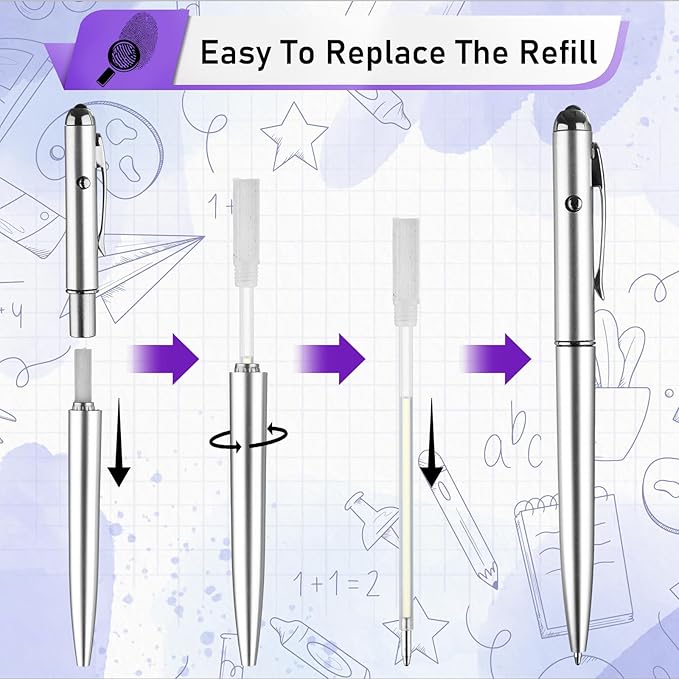 Invisible Ink Pen 30 Pcs Spy Pen with UV Light Magic Marker Pens for Secret Message and Birthday Party, Writing Secret Message for Halloween Christmas Party Bag Gift, with 30 Replaceable Pen Refills-DeskLoop Office