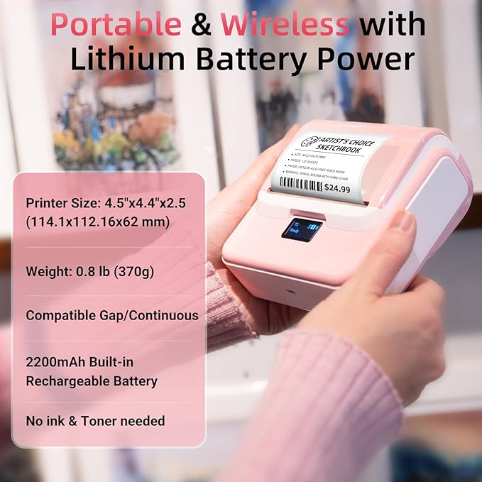 ORGSTA Label Maker Machine with Tape, T003 Thermal Label Maker, 3.15 Inch Bluetooth Label Printer Compatible with Phone & PC, Sticker Printer Barcode Thermal Maker for Small Business, Home, School-DeskLoop Office