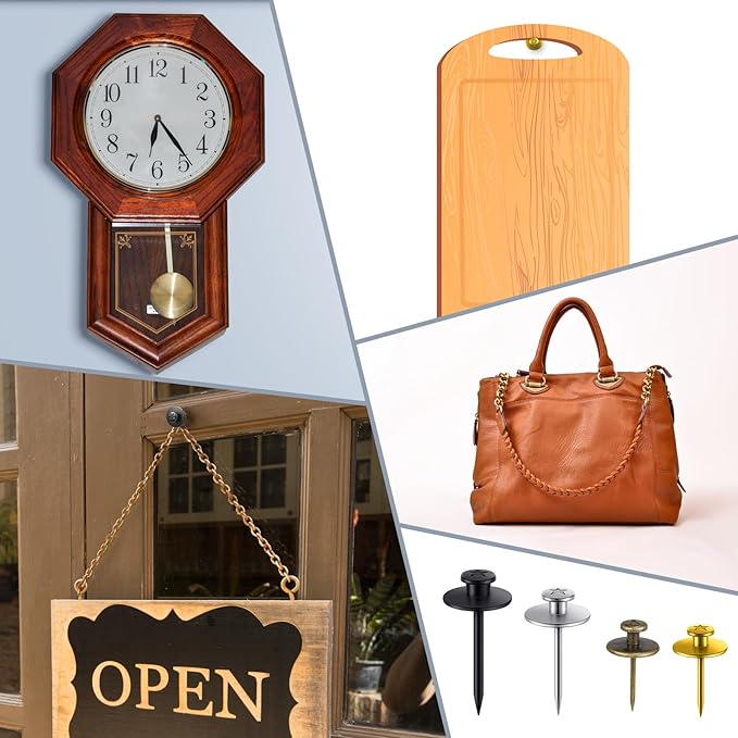 Zhengmy 40 Pcs Double Headed Picture Hangers Nails 4 Size Long Thumb Tacks Wall Nails for Hanging Pictures Decorative Push Pins Hooks for Drywall Photo Office Home Decor, 20/30/ 40/ 50lb(Mixed Colors)-DeskLoop Office