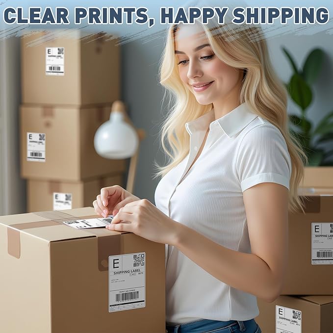 JTIEO 2" x 4" Sticker Labels Direct Thermal Labels 200Pcs Shipping Label, Compatible with Zebra & Rollo Label Printer-DeskLoop Office