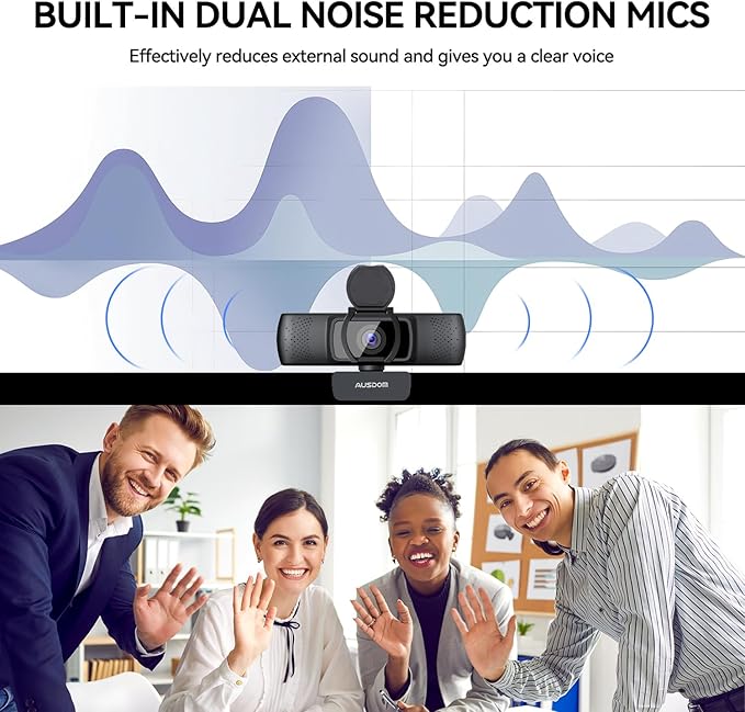 AUSDOM 4K Webcam, Autofocus Webcam with Microphone, Privacy Cover, Plug and Play USB Computer Web Camera for Pro Streaming/Online Teaching/Video Calling/Zoom/Skype (Black-4K)-DeskLoop Office