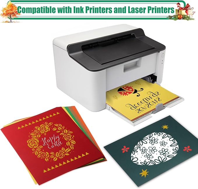 MixTeach 100 Sheets A4 Autumn Theme Cardstock 8.5 x 11" Medium Thick Cardstock Paper 180gsm/65lb Double Sided Printable Card Stock for Fall Scrapbooking Card Making Invitations DIY Art Craft Supplies-DeskLoop Office