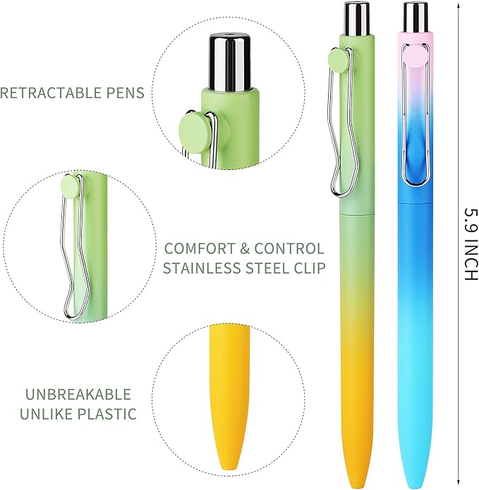 WY WENYUAN Cute Pastel Ballpoint Pens, Fine Point Smooth Writing, Colorful Pens, Black Ink 1.0 mm Journaling Pens Office Supplies for Women & Men, Note Taking-DeskLoop Office