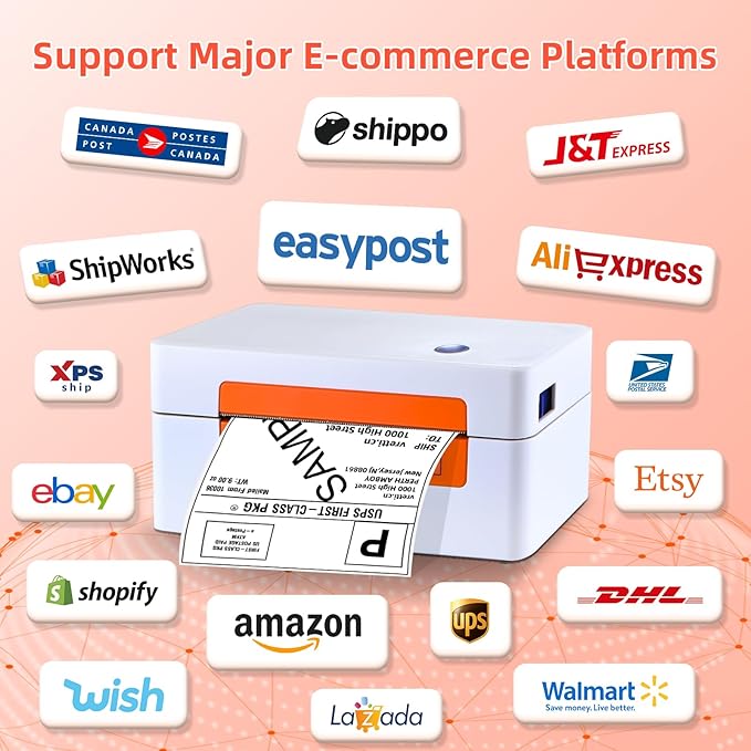 vretti USB Shipping Label Printer - 4x6 Thermal Label Printer for Shipping Packages Small Business Office or Home,Widely Used for Amazon, Ebay, Shopify, Etsy, USPS Amazon, Ebay, Shopify, Etsy, USPS-DeskLoop Office