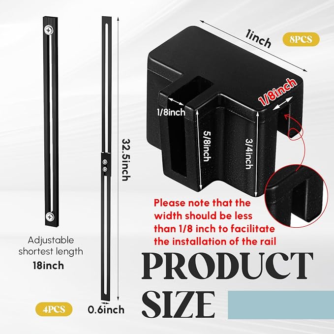 12 Pcs Metal Adjustable File Cabinet Rails Set Include 8 Hanging File Rail Clips 4 Cabinet Dividers Bars Suitable for Cabinets with Drawer Thickness Less Than 1/8 Inch(Black,18-32.5 Inch)-DeskLoop Office