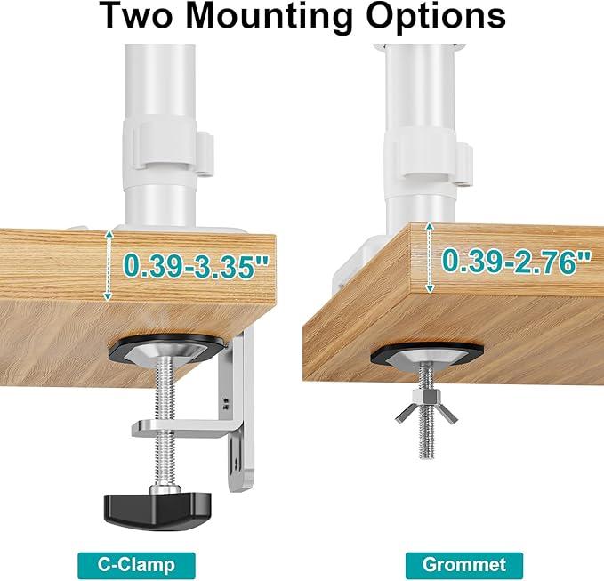 MOUNT PRO Dual Monitor Mount for 13-32" Computer Screen, Tall Monitor Stands for 2 Monitors, Adjustable Gas Spring Double Vertical Monitor Desk Mount, Each Arm Holds 4.4 to19.8lbs, VESA Mount, White-DeskLoop Office