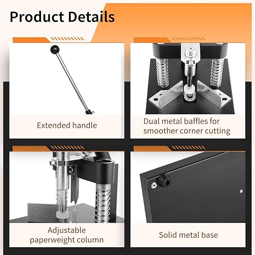 Corner Rounder, Paper Punch Cutter, Hand-Operated Corner Rounding Machine with R6mm and R10mm Dies, Industrial Heavy Duty Paper Cutting Tool for Laminate-DeskLoop Office