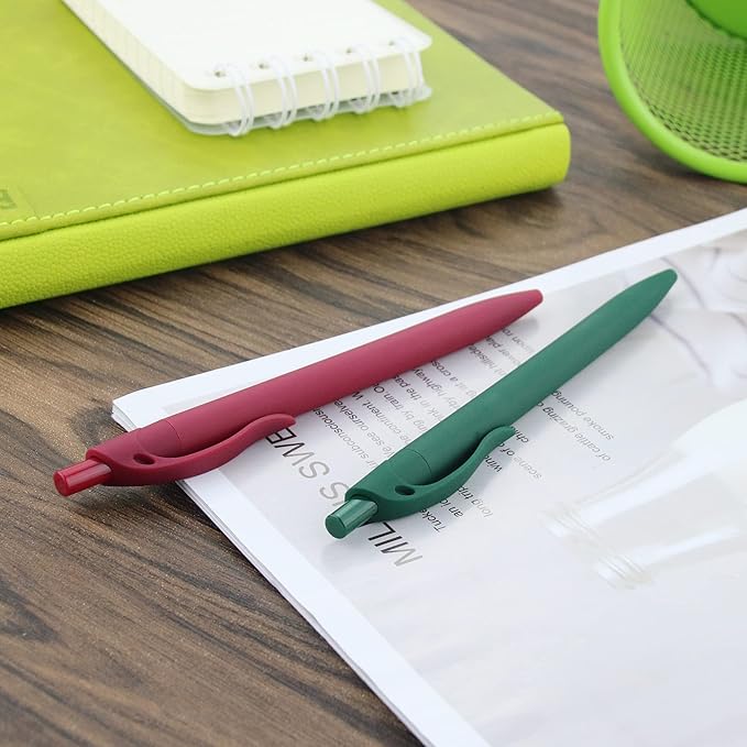 Deegtran 200 Pack No Bleed Green Barrel Click Pens, Wholesale Retractable Ballpoint Pens, Medium Point, Smooth Ink, 1.0MM Black Ink-DeskLoop Office