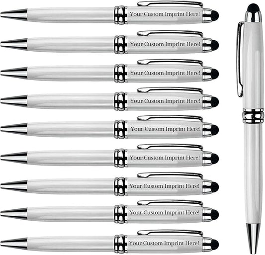 Ancolo Custom Personal Pens with Stylus Tip - Beautiful Smooth Writing Set Black ink refill - Engraved with Your Name or Slogan Perfect for Women/Lady/Girl/Teacher/Manager/10 Pens/Box-DeskLoop Office