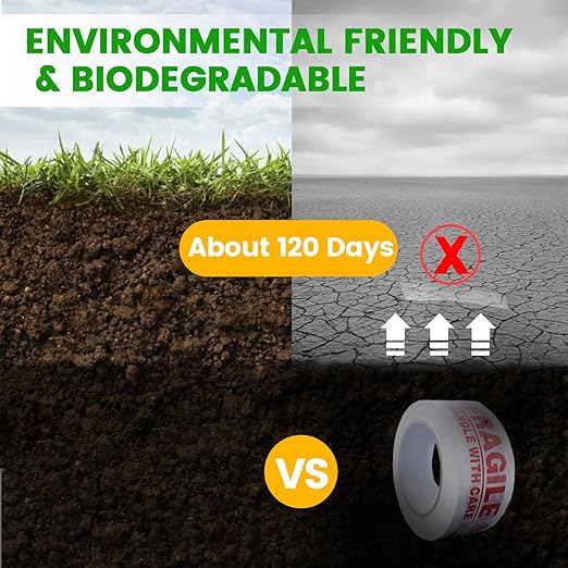 ADHES Fragile Tape, Biodegradable Kraft Paper Tape - 2in x 55yds, 3 Rolls, Strong Adhesive, Eco-Friendly Paper Packing Tape for Shipping & Moving, Heavy Duty Protection for Fragile Items-DeskLoop Office