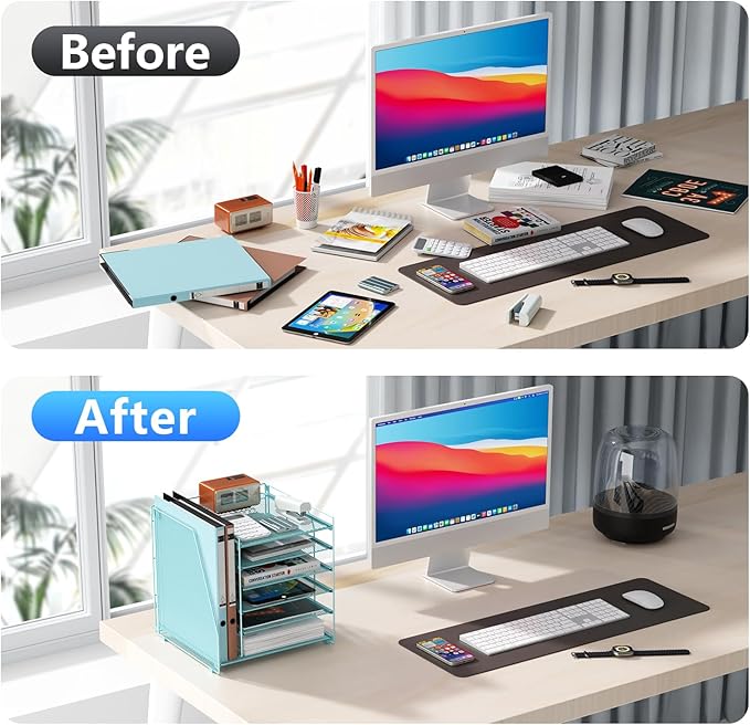 gianotter Desk Organizers and Accessories, 6-Tier Paper Organizer with File Holder, Document Organizer, Office Decor, Home Office Essentials (Blue)-DeskLoop Office