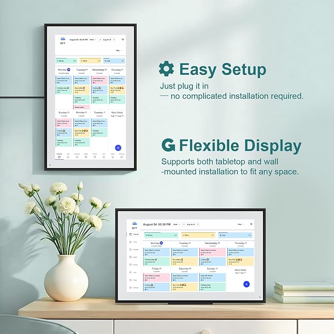 15.6 Inch Digital Calendar Wall Planner 2025-2026 – HD Touchscreen Smart Photo Display for Family Schedules, 32GB Electronic Calendar Chore Chart + To-do List, Wall Mount & Desktop Stand-DeskLoop Office