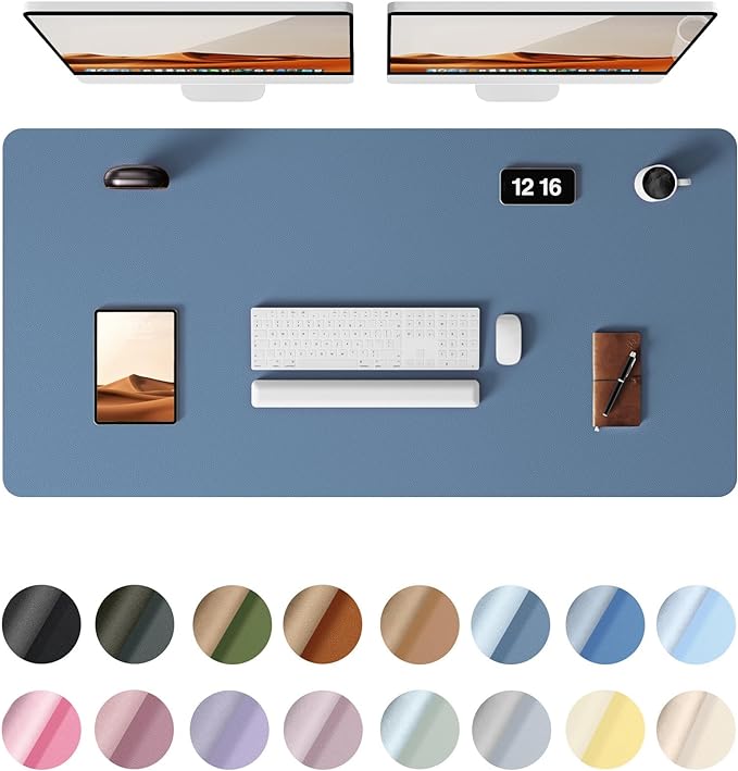 YSAGi Leather Desk Protector, Office Mat, Large Mouse Mat, Non-Slip PU Leather Blotter, Laptop Desk Pad, Waterproof Writing Pad for Office and Home (Blue, 47.2" x 23.6")-DeskLoop Office