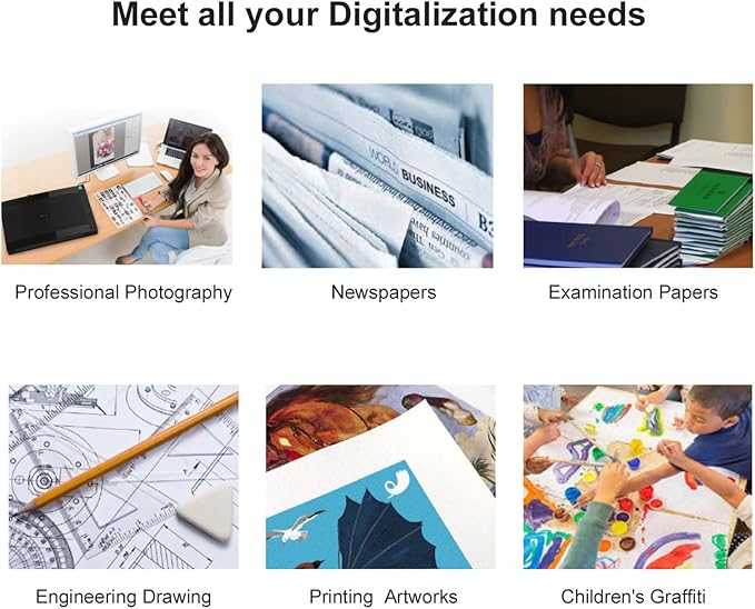 VIISAN VF3240 Large Format Flatbed Scanner, A3 Size, 2400 DPI, CIS Sensor, Scan 297 × 420 mm / 11.7" x 16.7" in 4 sec, Frameless, Auto-Scan, Document & Photo & Book Scanner, Supports Windows & Mac-DeskLoop Office