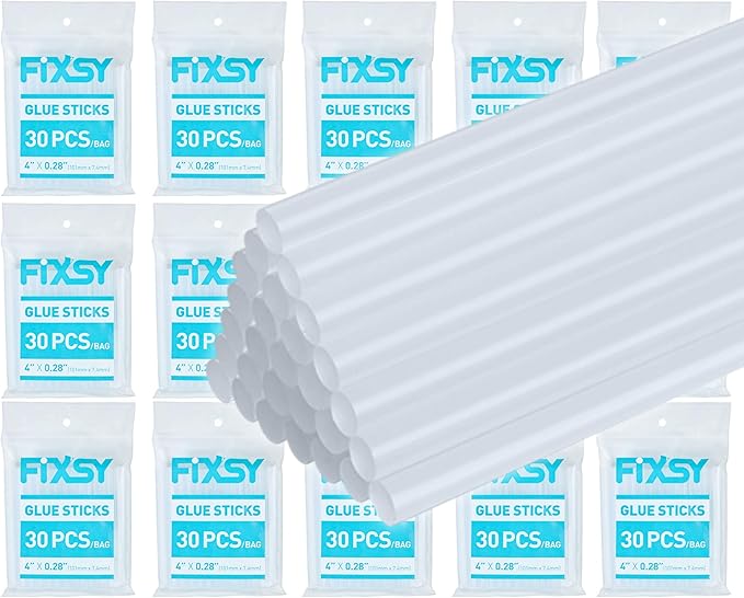 FIXSY Hot Glue Gun Sticks Low Temp Low Melt Cool Glue, Mini Size 4" Long x .28" Diameter 5/16 7mm, 30 Counts/Pack, 15 Packs, 450 Counts/Box, Scrapbooking-DeskLoop Office