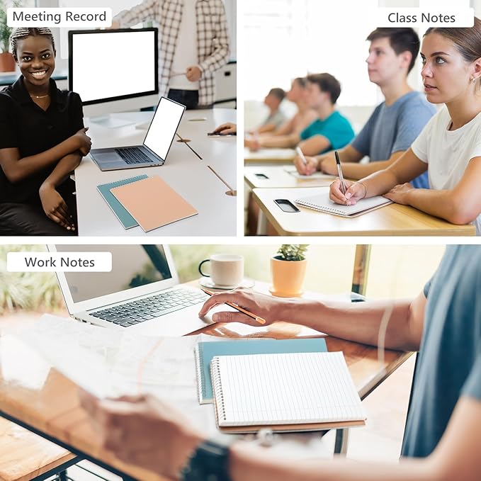 6 Pack 8.5 x 11'' Top Bound Office Steno Book Wide Ruled Double Sided Spiral Notebooks Reliable White Paper 70 Sheets/Pad Pastel Colors Covers for Writing School Notes(Business Color)-DeskLoop Office