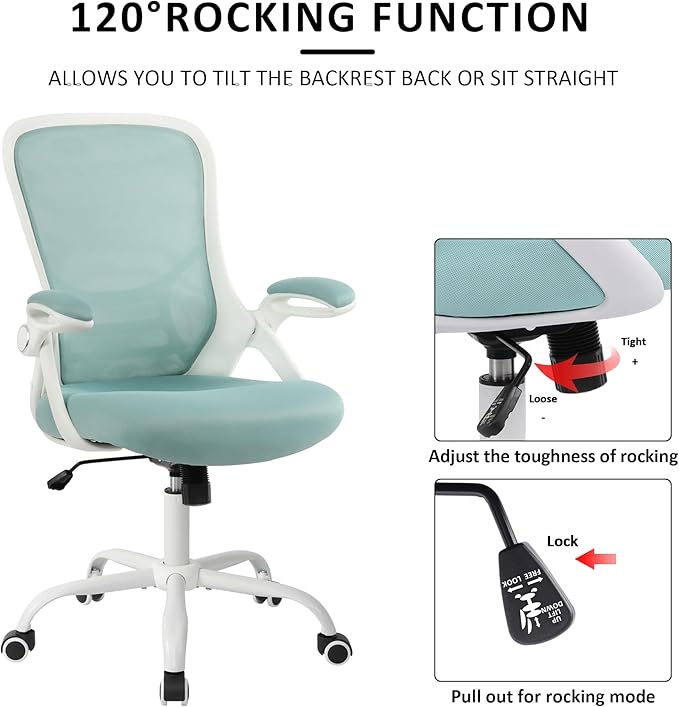 HYLONE Office Chair Ergonomic Desk Chair with Adjustable Armrests, Mesh Executive Chair, Home Office Computer Chairs for Long Hours(Blue)-DeskLoop Office