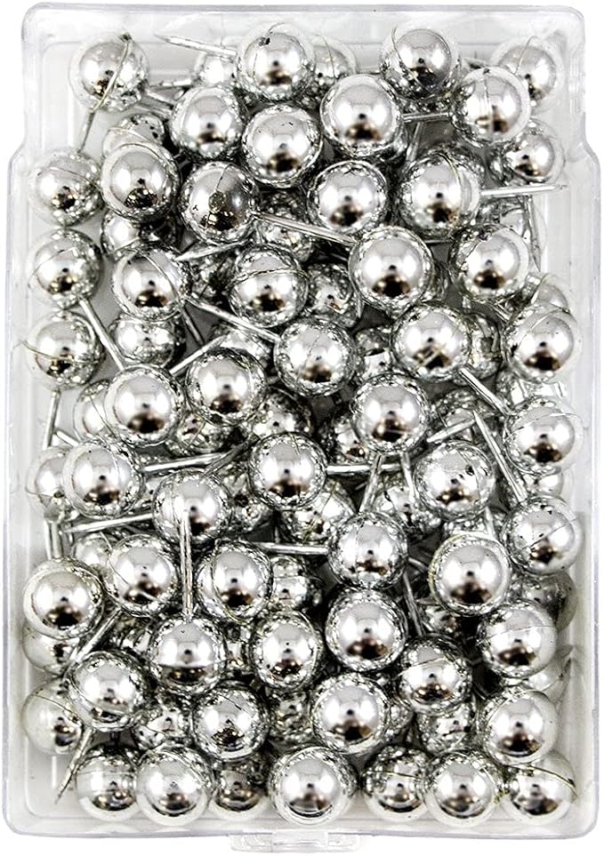 JAM PAPER Colorful Push Pins - Round Head Map Thumb Tacks - Silver PushPins - 100/Pack-DeskLoop Office