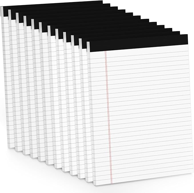 12 Pack Note Pads 8.5 x 11 White Legal Pads 8.5 x 11 Wide Ruled Lined Writing Pads Legal Notepads Legal Ruled White Lined Paper Pads 8.5 x 11 Inch 30 Sheets Per Writing Pad for School, Office, Home-DeskLoop Office