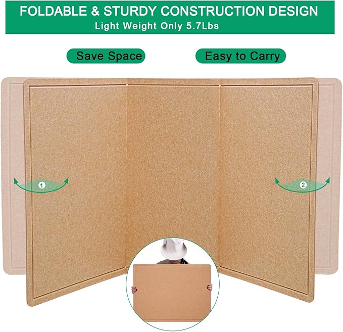 Large Bulletin Board - 72 X 48 inches Decorative Felt Pin Board - 6' x 4' Cork Board Alternative for Wall - Foldable Picture Board Self-Adhesive Prayer Board with 30 Pushpins - Ginger Yellow-DeskLoop Office
