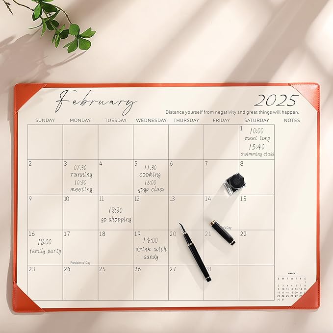 Gannyfer Desk Calendar 2025-2026 with Desktop Mat, Simplified Large 22" x 17" Desktop Pad Calendar, 18 Month Table Calendar from Jan 2025 to Jun 2026, Office Supplies Perfect for Home School and Office - Orange-DeskLoop Office