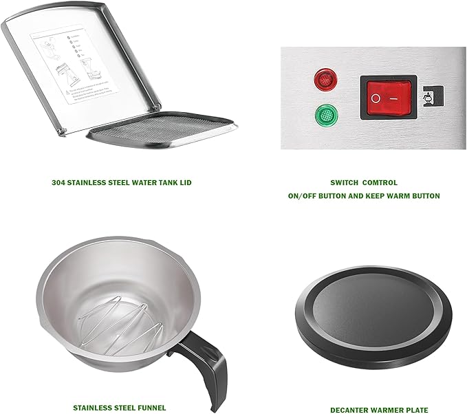 12 Cup Commercial Coffee Maker, Drip Coffee Maker Machine with 3 Warmers Plate and 3 Glass Decanters, Stainless Steel Pour Over Commercial Coffee Brewer for Restaurant, Office, Cafe Use-DeskLoop Office