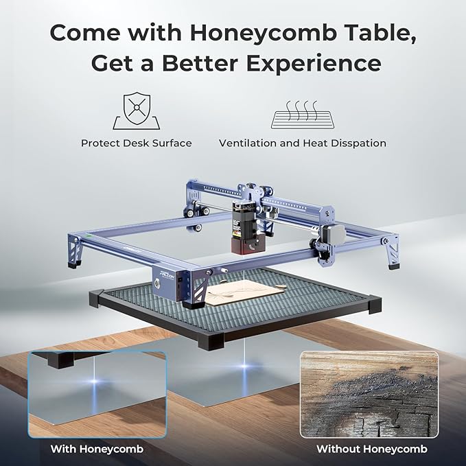 Creality Falcon 10W Laser Engraver Machine with Honeycomb Laser Bed 500x500, 10000mm/min, 0.06mm Laser Cutter for Wood, Acrylic, and Metal, Easy Setup, Ready to Work Out of The Box-DeskLoop Office