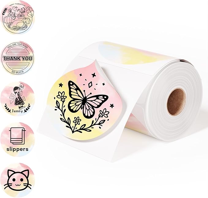 2 Inch Round Thermal Labels, 500PCS Color Thermal Sticker Label, Self-Adhesive Stickers for Small Business Supplies, DIY, Name Tag, Compatible with All Shipping Label Printer, 500 Labels/Roll-DeskLoop Office