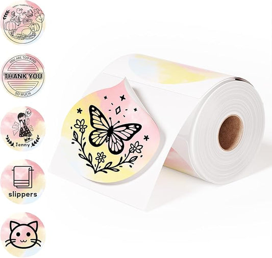 2 Inch Round Thermal Labels, 500PCS Color Thermal Sticker Label, Self-Adhesive Stickers for Small Business Supplies, DIY, Name Tag, Compatible with All Shipping Label Printer, 500 Labels/Roll-DeskLoop Office