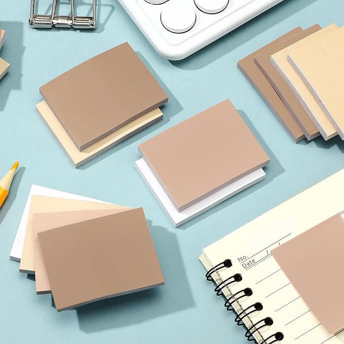 Fainne 60 Pads Sticky Notes Bulk 1.5 x 2 Inch Mini Self Stick Note Small Assorted Bright Colors Paper Memo for Office School Notebook Supplies 50 Sheets/pad (Simple Style,Khaki Series)-DeskLoop Office