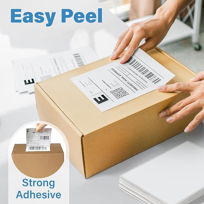 LotFancy 4x6 Thermal Labels, 500 Shipping Labels with Perforation, Permanent Adhesive, White Mailing Label Stickers, Compatible with Rollo, Zebra Thermal Printers-DeskLoop Office