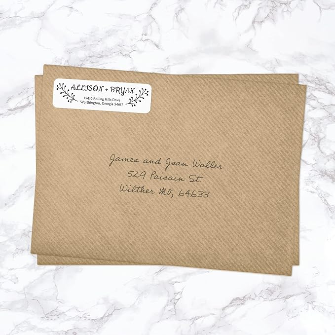 Modern Black and White Rolled Address Labels / 250 Personalized Return Address Labels/Designer Address Stickers in Elegant Plastic Dispenser-DeskLoop Office