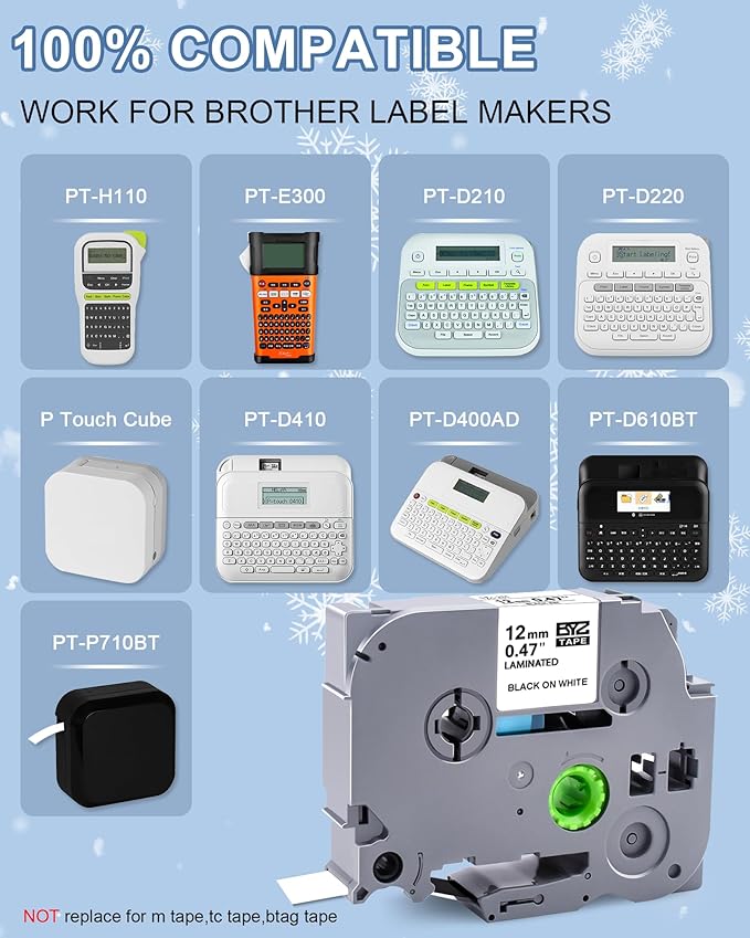 10 Pack Compatible Label Tape Replacement for Brother P Touch TZE-231 Tz231 Laminated Tape Black on White 12mm 0.47 inch x 26.2ft 8m 1/2 for Label Maker PTD400AD PTH110 PT-D210 PT-D400 PTD600 PTD220-DeskLoop Office