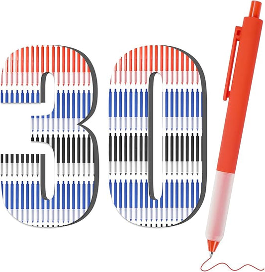 Pens Bulk, 30 Pcs Retractable Ballpoint Pens Medium Point (1.0mm) Rollerball Pens for Smooth Writing Women Men Gifts, (10Black&10Blue&10Red Ink) for Journaling School and Office Supplies Use-DeskLoop Office