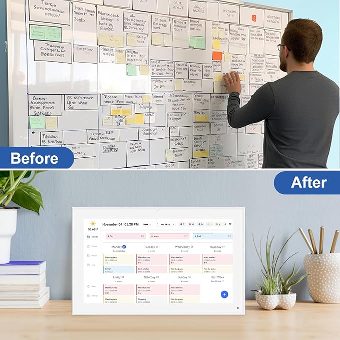 15.6 inch Digital Calendar Touchscreen, Wall Planner, IPS FHD,Smart Family Schedules, Chore Chart, Wall Organizer for Multi-Child Homes - Built-in Digital Picture Frames Function-DeskLoop Office