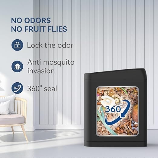 ELLO&ALLO Garbage Can Motion Sensor Trash Can 13 Gallon for Kitchen with Roll Up Lid, Automatic Touchless High-Capacity Black Waste Bin-DeskLoop Office