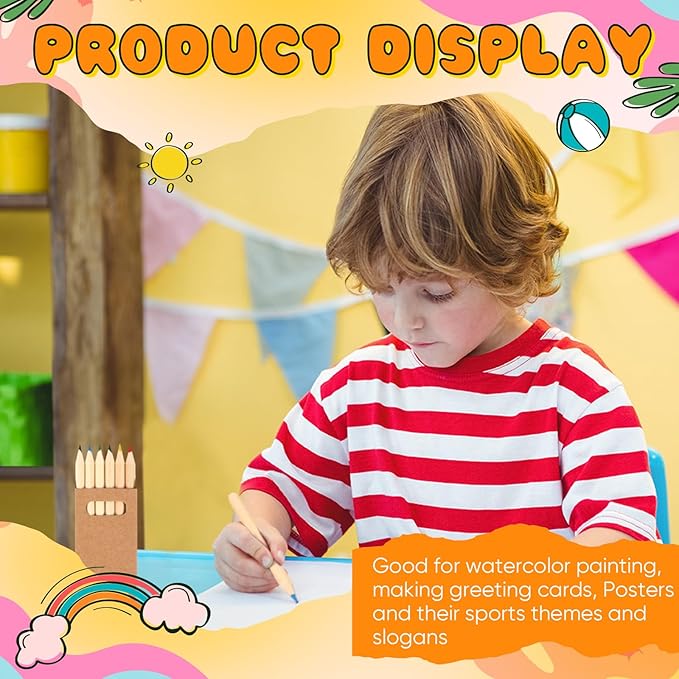 Faccito 10 Packs Mini Drawing Colored Pencils for Kids 3.5 Inch Portable Short Fat 6 Different color Pre Sharpened Pencils in Bulk for Children Painting Classroom School Supplies-DeskLoop Office