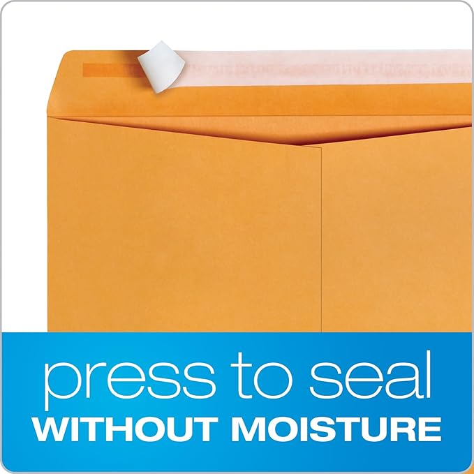 Columbian 10 x 13 Catalog Envelopes with Self Seal Closure, 28 lb Brown Kraft, for Mailing Flat Letter Size Documents or Photos, 100 Per Box (COLO335)-DeskLoop Office
