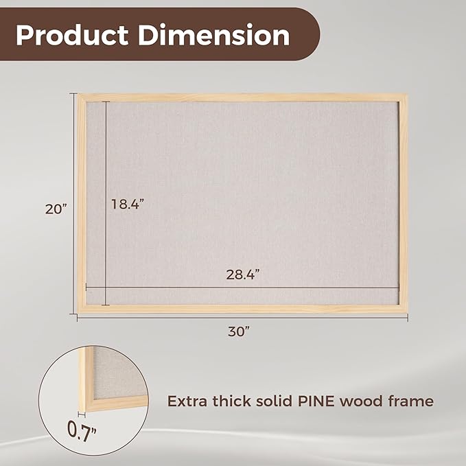 Fun Memories Cork Board Bulletin Board for Office, 20" x 30" Pine Wooden Framed Corkboard, Wall Mounted Notice Pin Board for School Home & Office, Natural Wood-DeskLoop Office