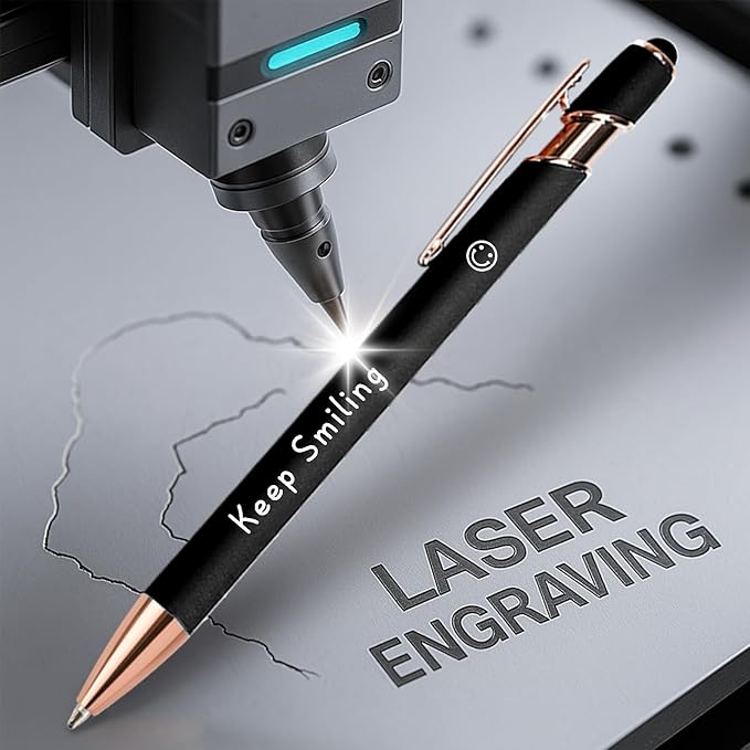 Custom Pens in Bulk with Multiple Colors Options,Engraved Double-Sided Personalized Pens with Design Text, Logo&Touch Stylus,Fine Point Smooth Writing, Ideal for Corporate, Students & Gifts-DeskLoop Office