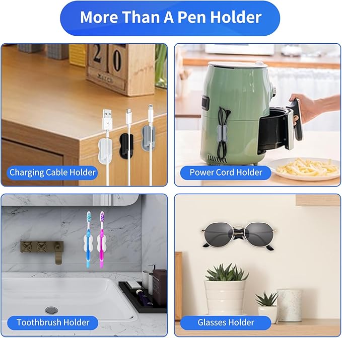 12PCS Pen Holder for Desk, Upgraded Adhesive Pen Pencil Holder for Desk Wall Clipboard Car Silicone Pens Markers Pencils Organizer Teacher Supplies Office Supplies (12PCS Multicolor)-DeskLoop Office