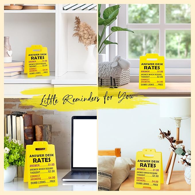 MBL Funny Team Office Gifts - Answer Desk Rates Funny Desk Sign, Gag Fun Gift for Coworker Teammate Employee Boss, Office Desk Sign Cubicle Decor for Birthday Christmas White Elephant Gifts