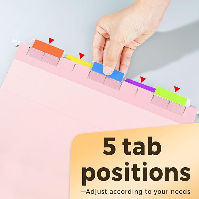 SUNEE 25 Pack Hanging File Folders, Pink Folders, Hanging File Folders Letter Size with 1/5-cut Tabs, Stay Organized for Your Home and Office Bulk File and Documents-DeskLoop Office