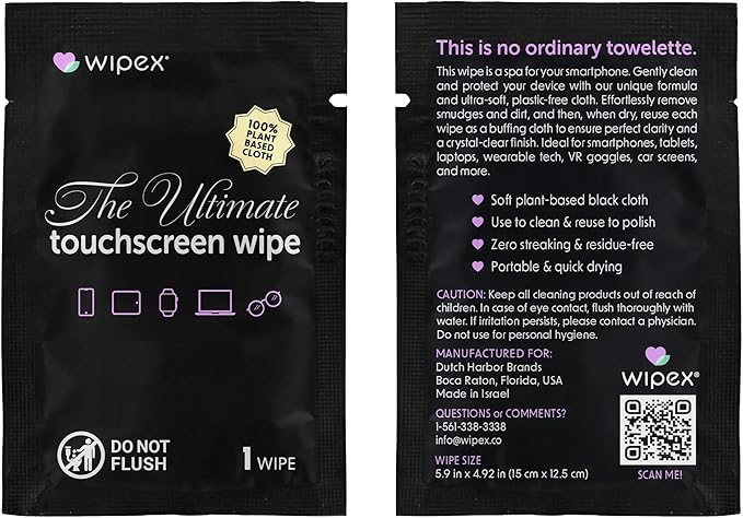 Wipex Screen Wipes & Gym Wipes Combo Pack - 75ct Gym Equipment Wipes Canister & 24ct Individually Wrapped Fitness Touch Screen Wipes, Safe for Yoga Mats & Electronics, Lemongrass Scent-DeskLoop Office