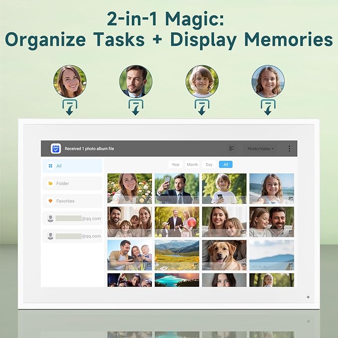 21.5 Inch Smart Digital Calendar β Electronic Chore Chart & Planner with 1920x1080P IPS Touchscreen, Weekly/Monthly Family Organizer for Wall or Desk, White 2025 New Version-DeskLoop Office