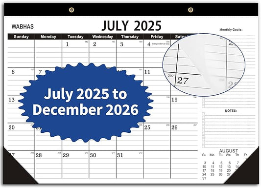 Desk Calendar 2025-2026,July 2025 to December 2026, Desk calendar 2025-2026 with to-do list,Calendar 2025 18 Months,17" x 12" for Home or Office.-DeskLoop Office