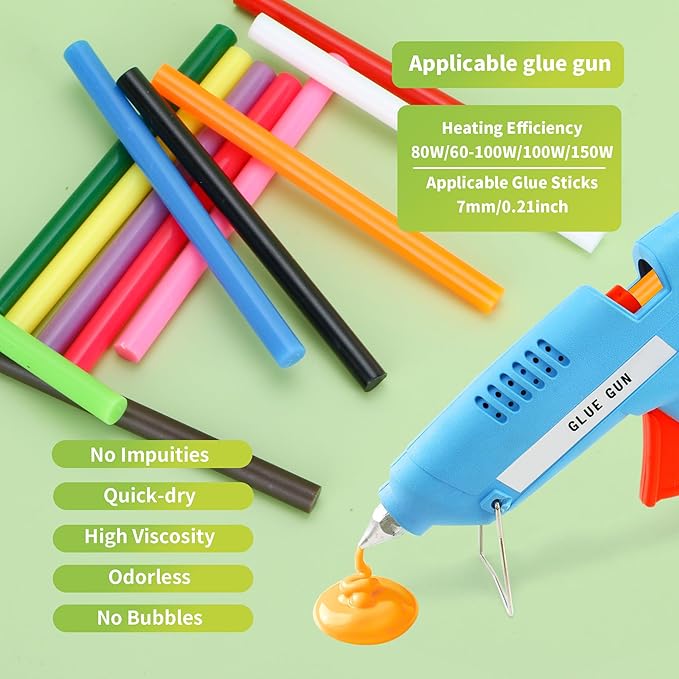 MATUFF Colored Hot Glue Sticks Mini 0.27" x 4" Most Popular 12 Colors EVA Hot Melt Adhesive Mini Glue Sticks Bulk for All Temperature Glue Guns for DIY Art Craft Stamp Repairs Gluing Projects 96 Pcs-DeskLoop Office