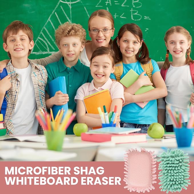Zonon 6 Pieces Washable Microfiber Shag Dry Erase Board Eraser Microfiber Shag - Image 6